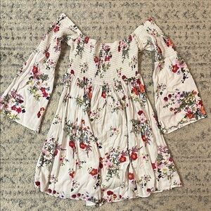 Torrid Floral Off-Shoulder smocked baby doll dress with bell sleeves